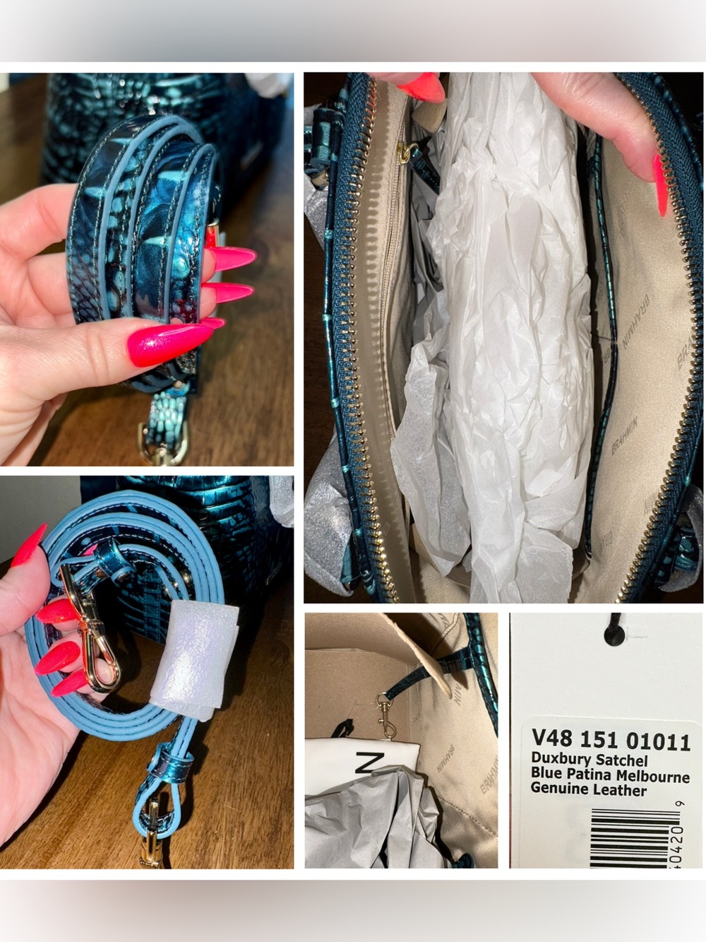 Brahmin NWT Duxbury - Blue Patina - Peacock/Teal - Jewel Tone - Two Eyes - Picture 6 of 16